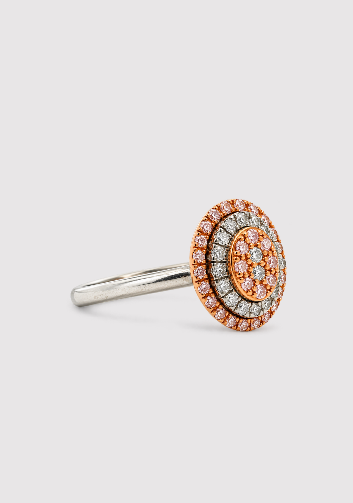 Pink Diamond & White Gold 18k White & Rose Gold Double Halo Ring