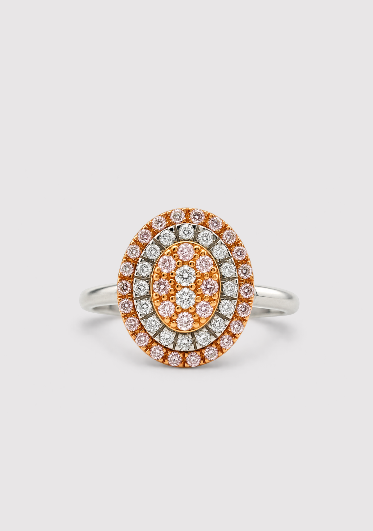 Pink Diamond & White Gold 18k White & Rose Gold Double Halo Ring