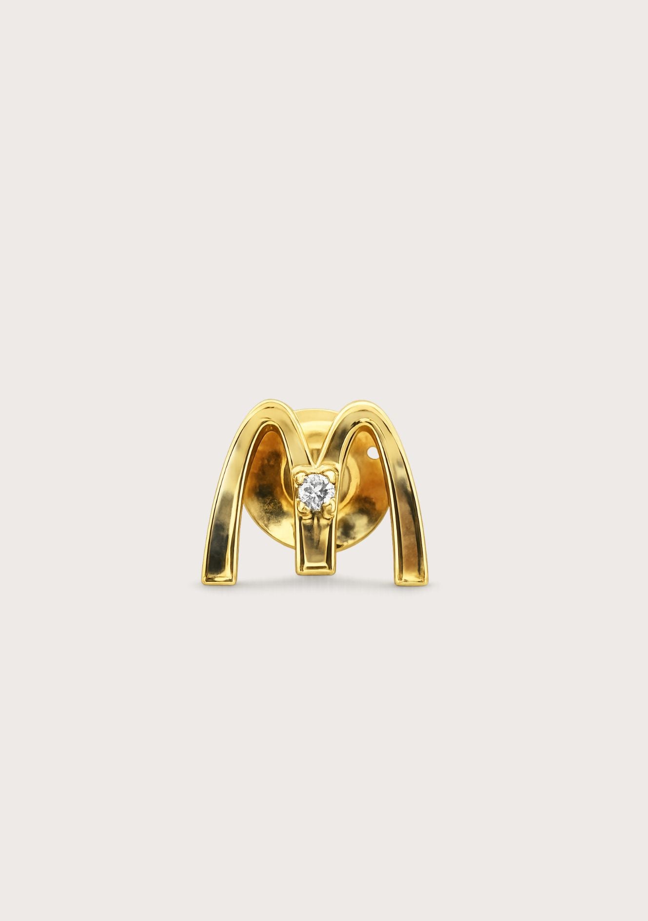 Estate 9ct Yellow Gold 'M' Diamond Brooch