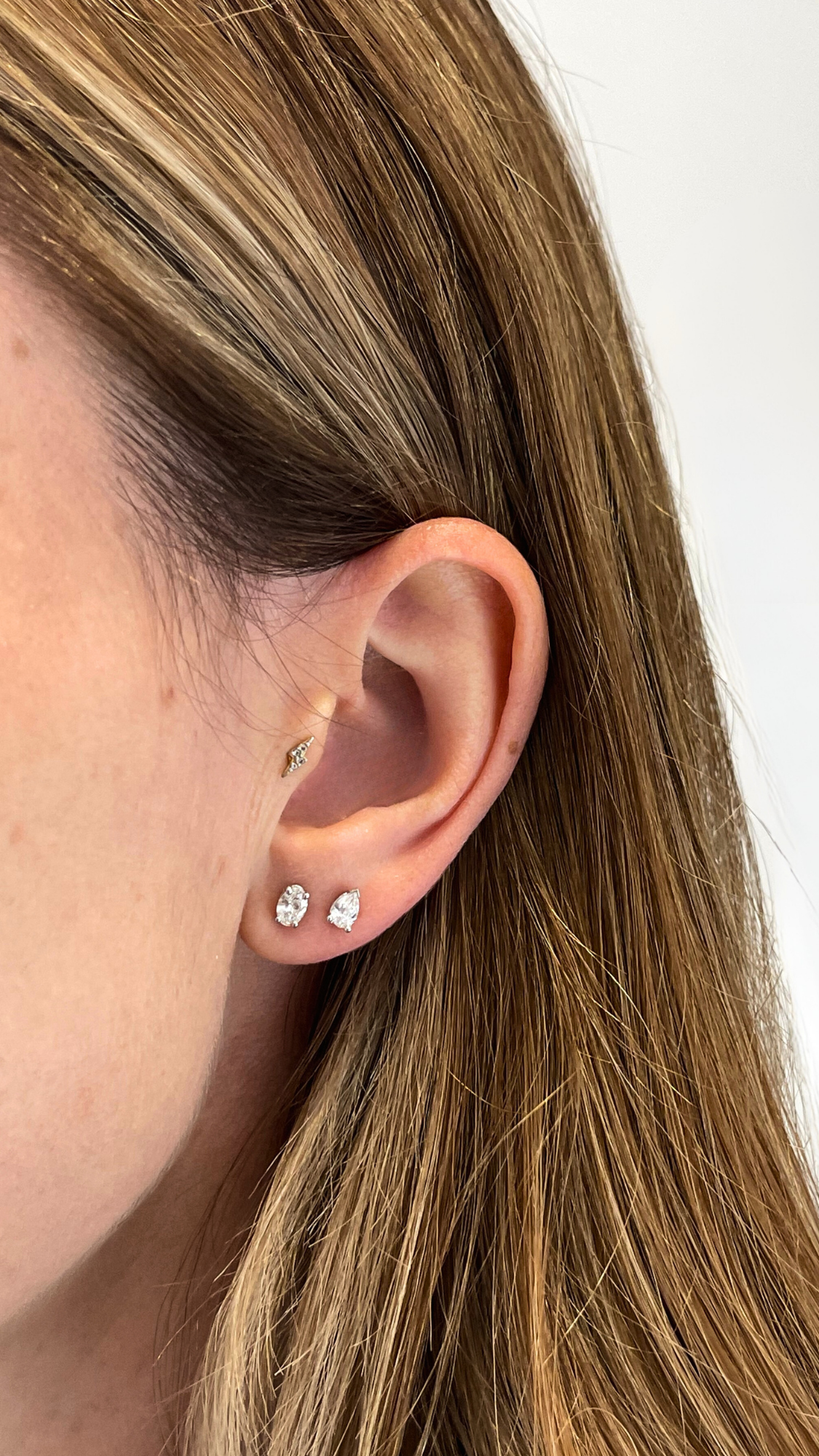 Diamond Pear Cut Stud Earrings in 14ct White Gold