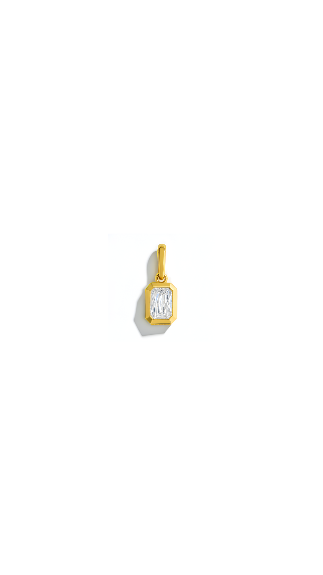 9ct Yellow Gold Bezel Set Radiant Cut CZ Pendant