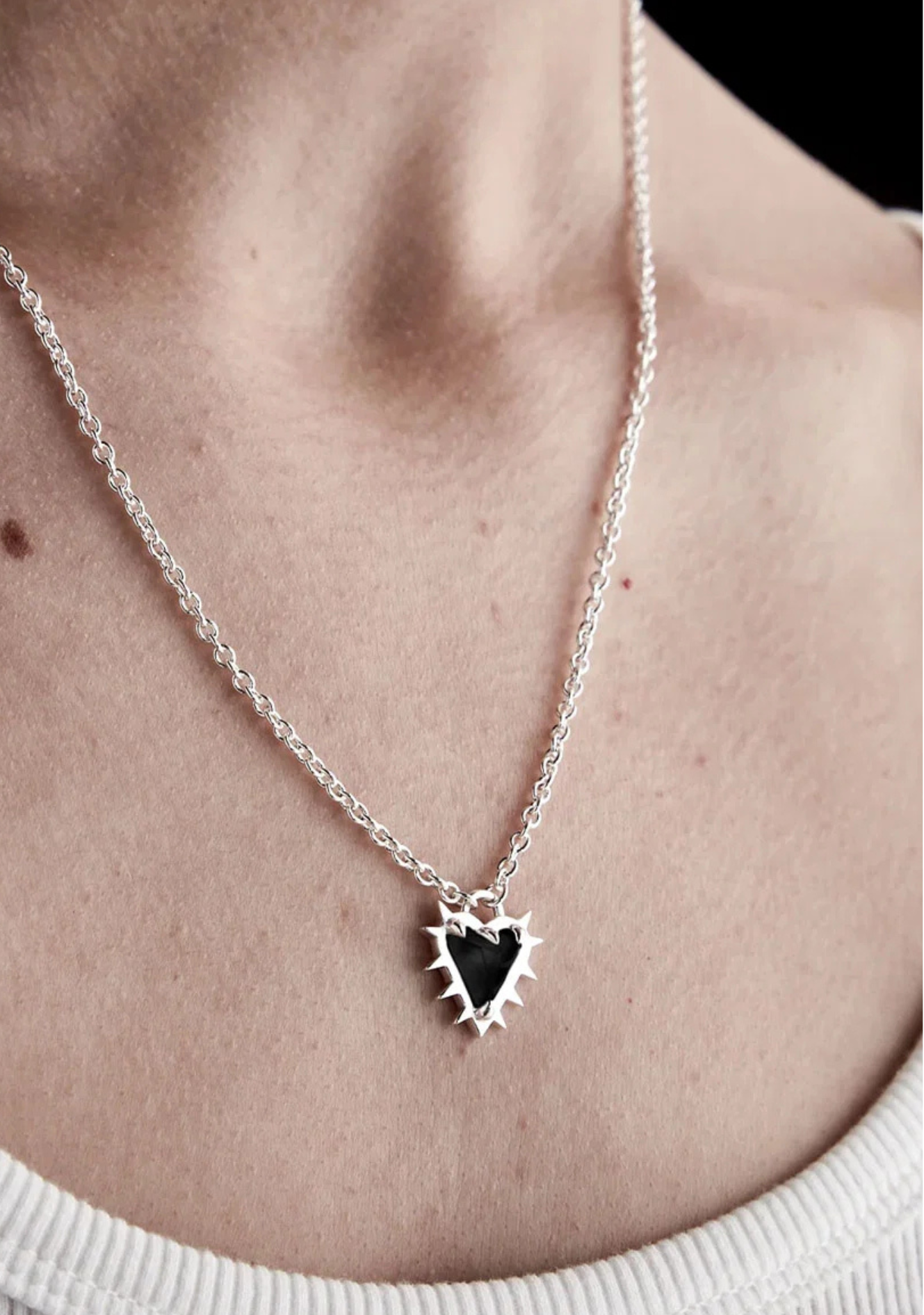 Stolen Girlfriends Club Sterling Silver Talon Heart Necklace with Onyx