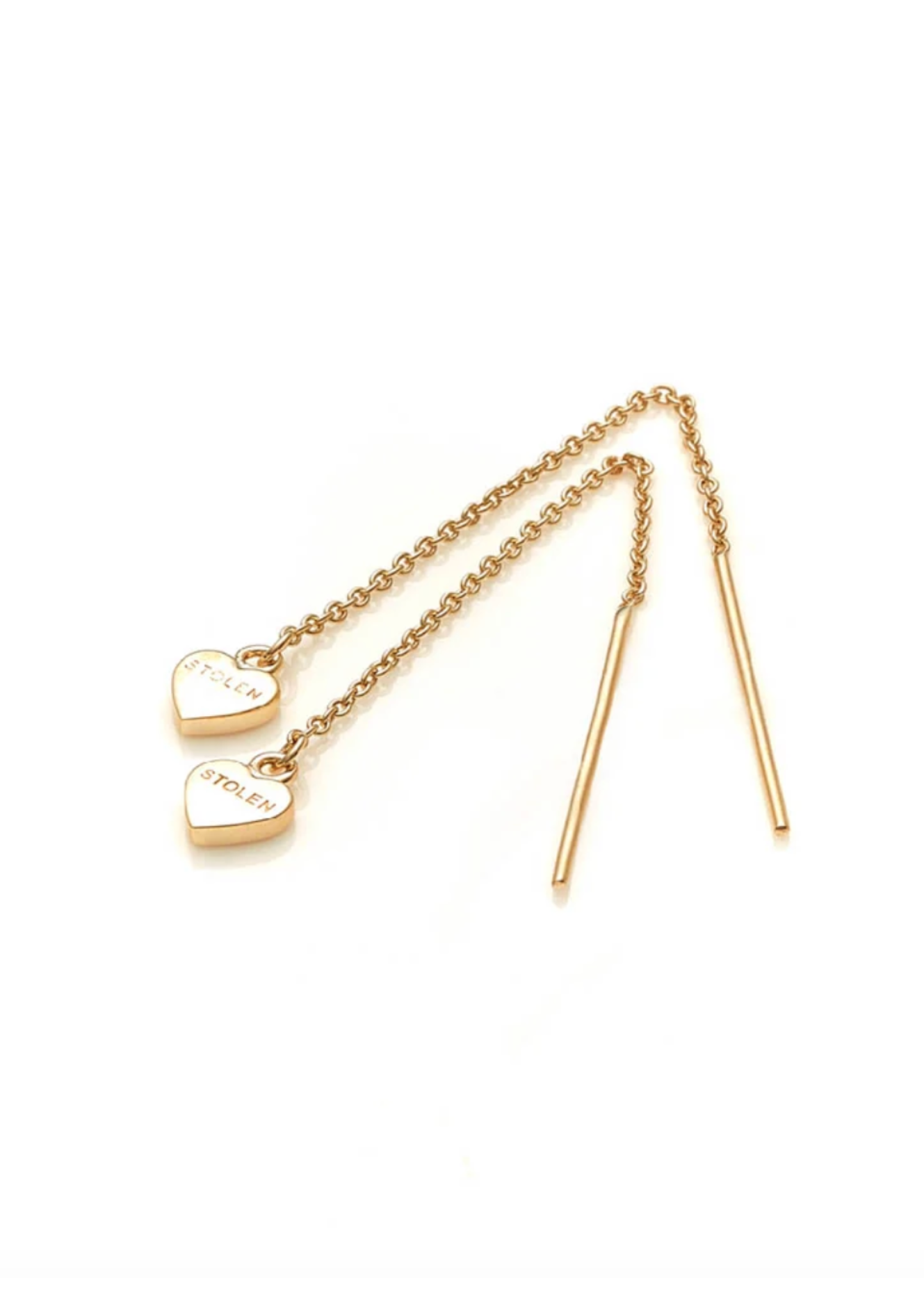 Stolen Girlfriends Club 18ct Yellow Gold Plated Falling Stolen Heart Thread Earrings