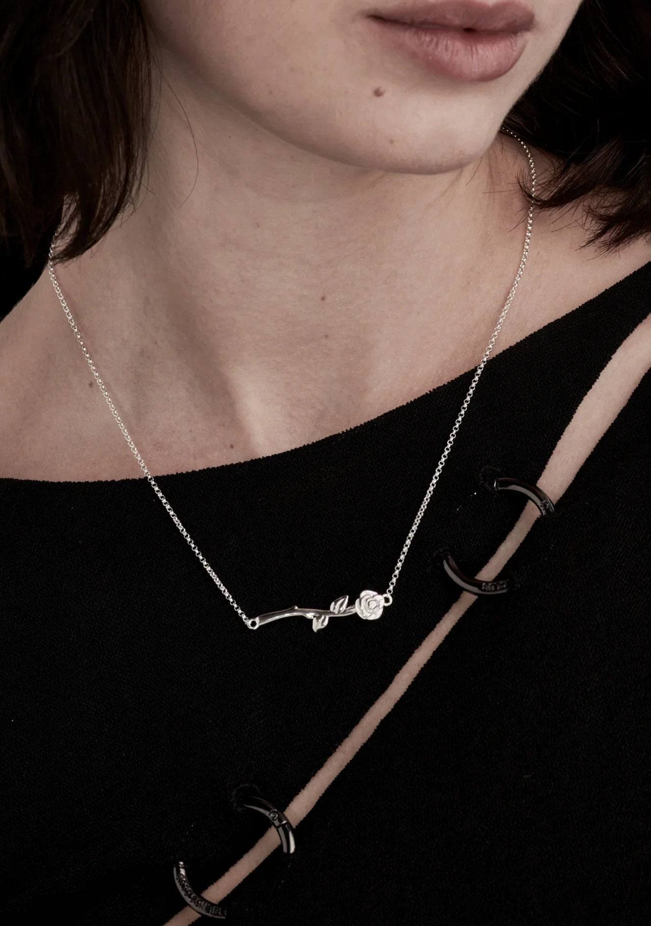 Stolen Girlfriends Club Sterling Silver Rose Bar Necklace