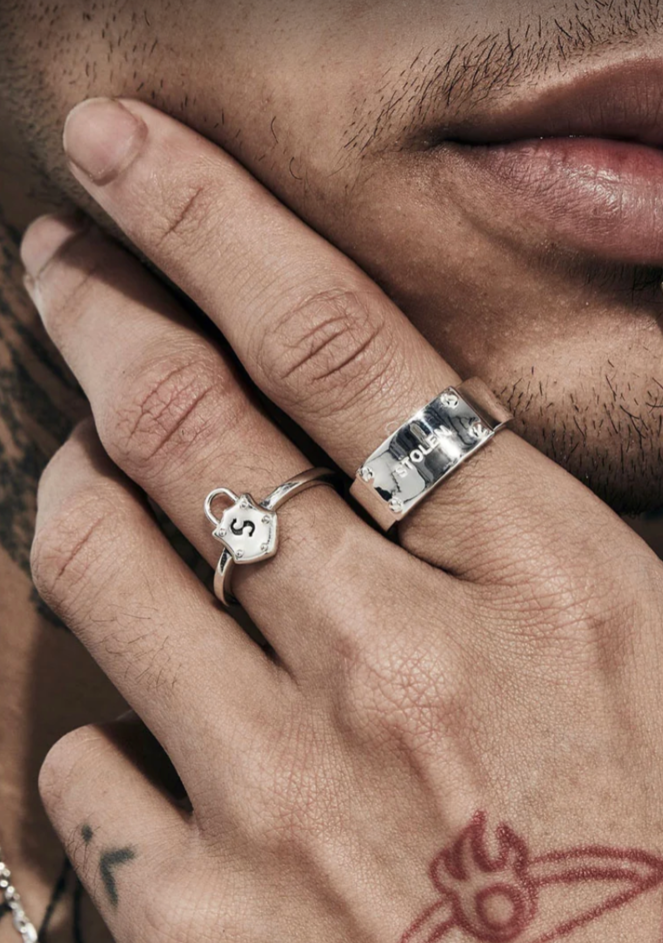 Stolen Girlfriends Club Sterling Silver Shield Ring - Size Q