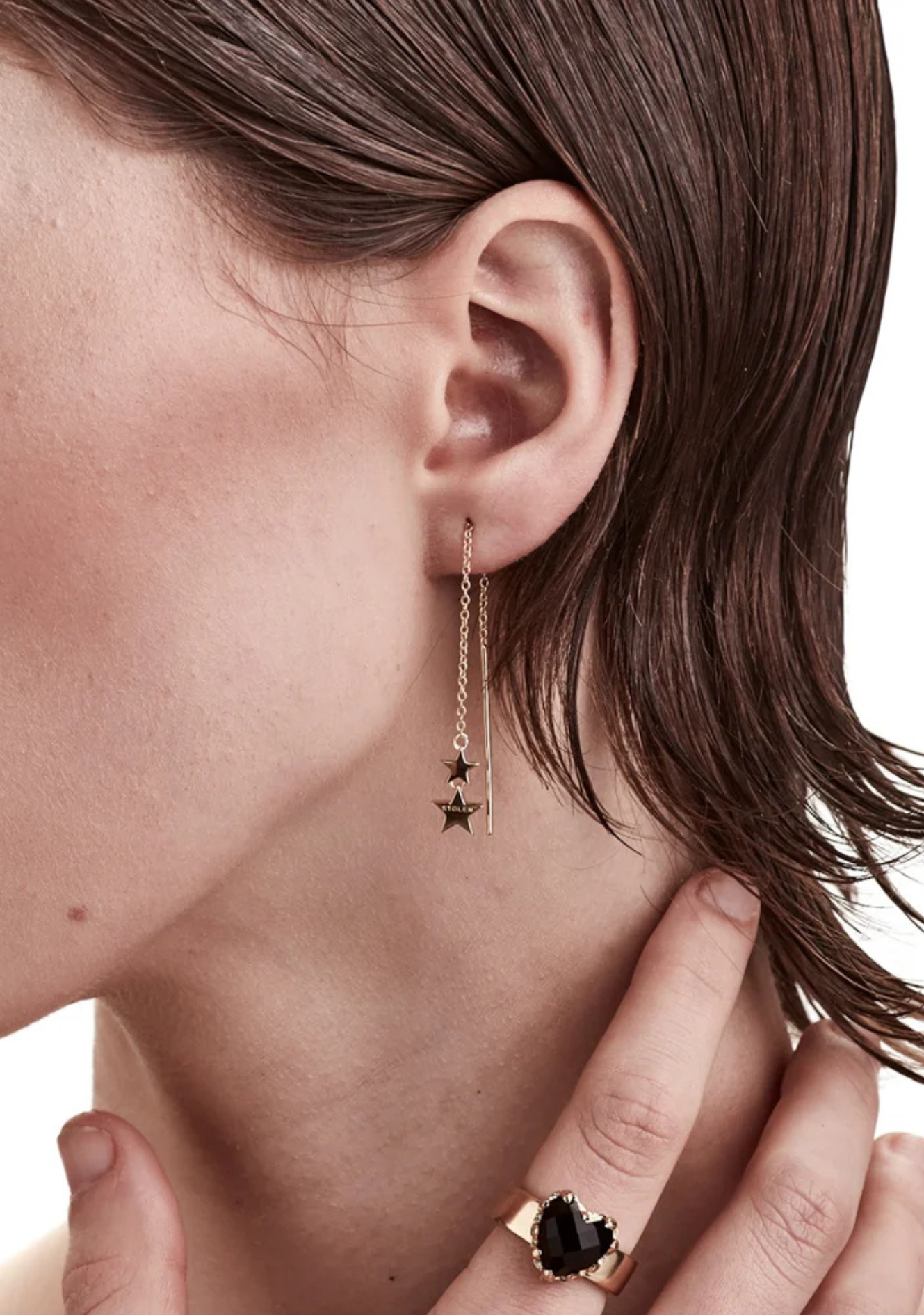 Stolen Girlfriends Club 18ct Yellow Gold Plated Falling Stolen Star Thread Earrings