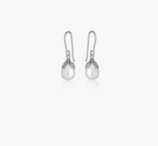 Evolve Silver Pearl Devotion Drop Earrings