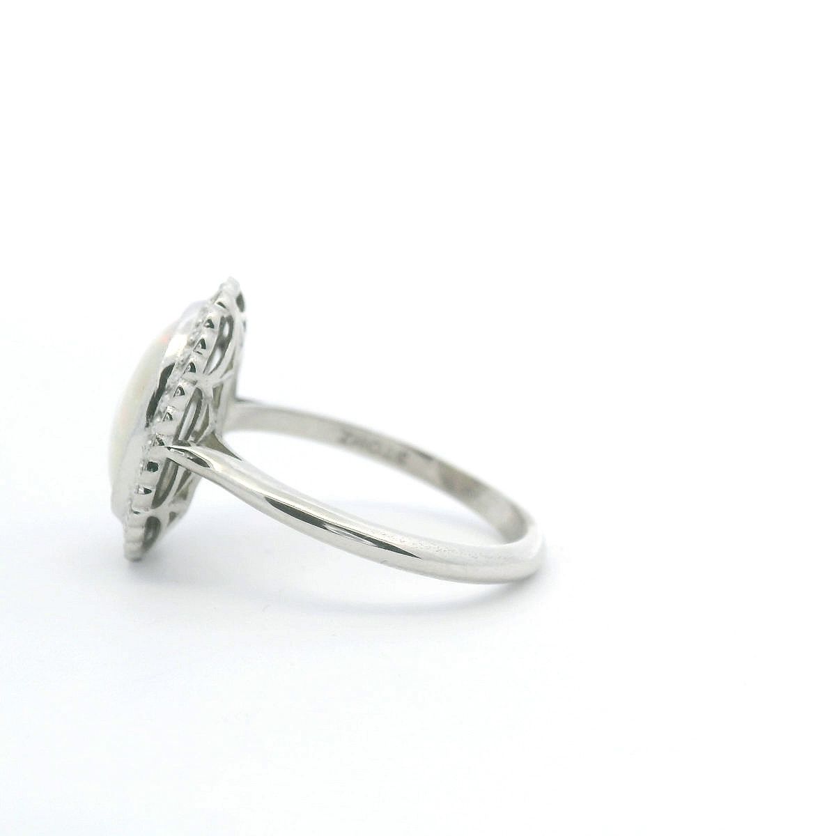 Opal & Diamond 9ct White Gold Halo Ring