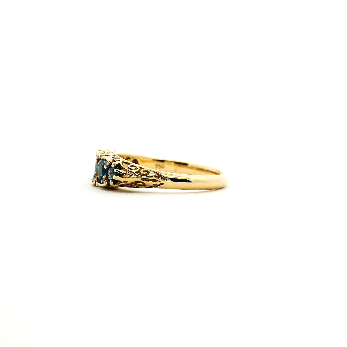 Sapphire & Diamond 18ct Yellow Gold Bridge Set Ring