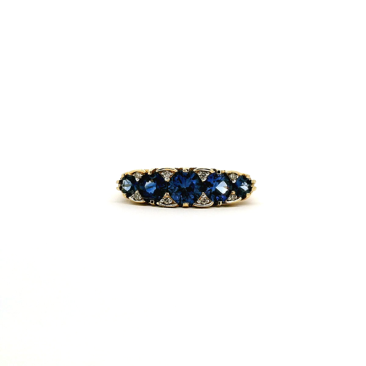 Sapphire & Diamond 18ct Yellow Gold Bridge Set Ring