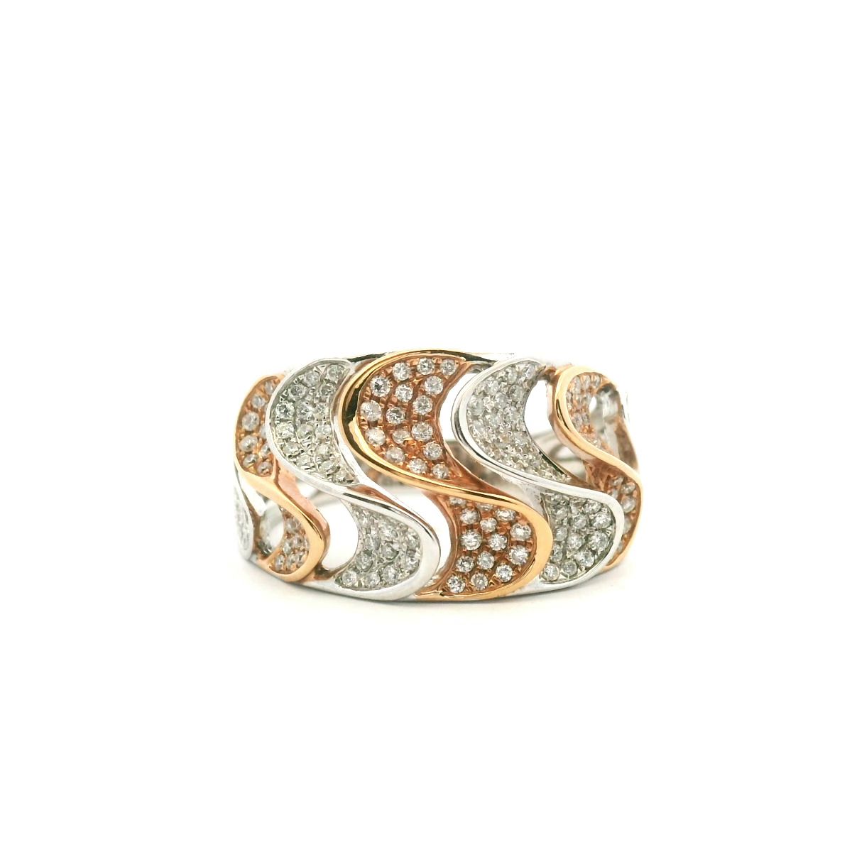 18ct Yellow & White Gold Diamond Wave Style Ring