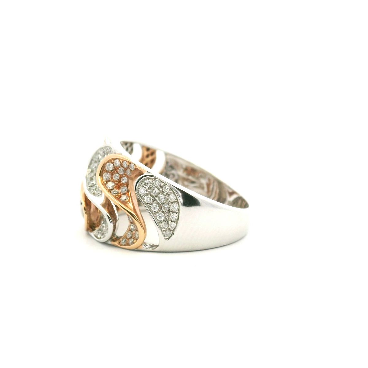 18ct Yellow & White Gold Diamond Wave Style Ring