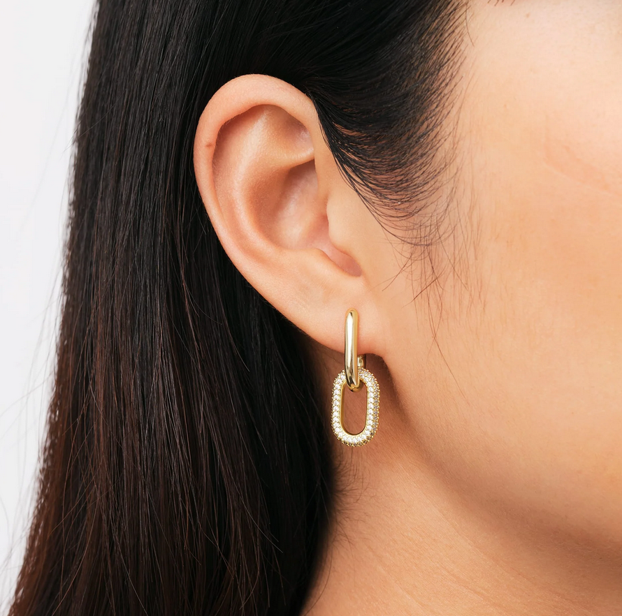 Daniel Wellington Gold Plated Crystal Link Earrings