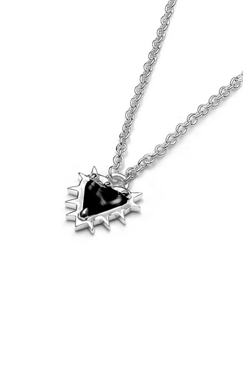 Stolen Girlfriends Club Sterling Silver Talon Heart Necklace with Onyx