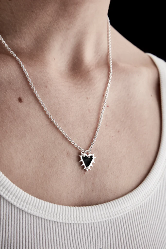 Stolen Girlfriends Club Sterling Silver Talon Heart Necklace with Onyx