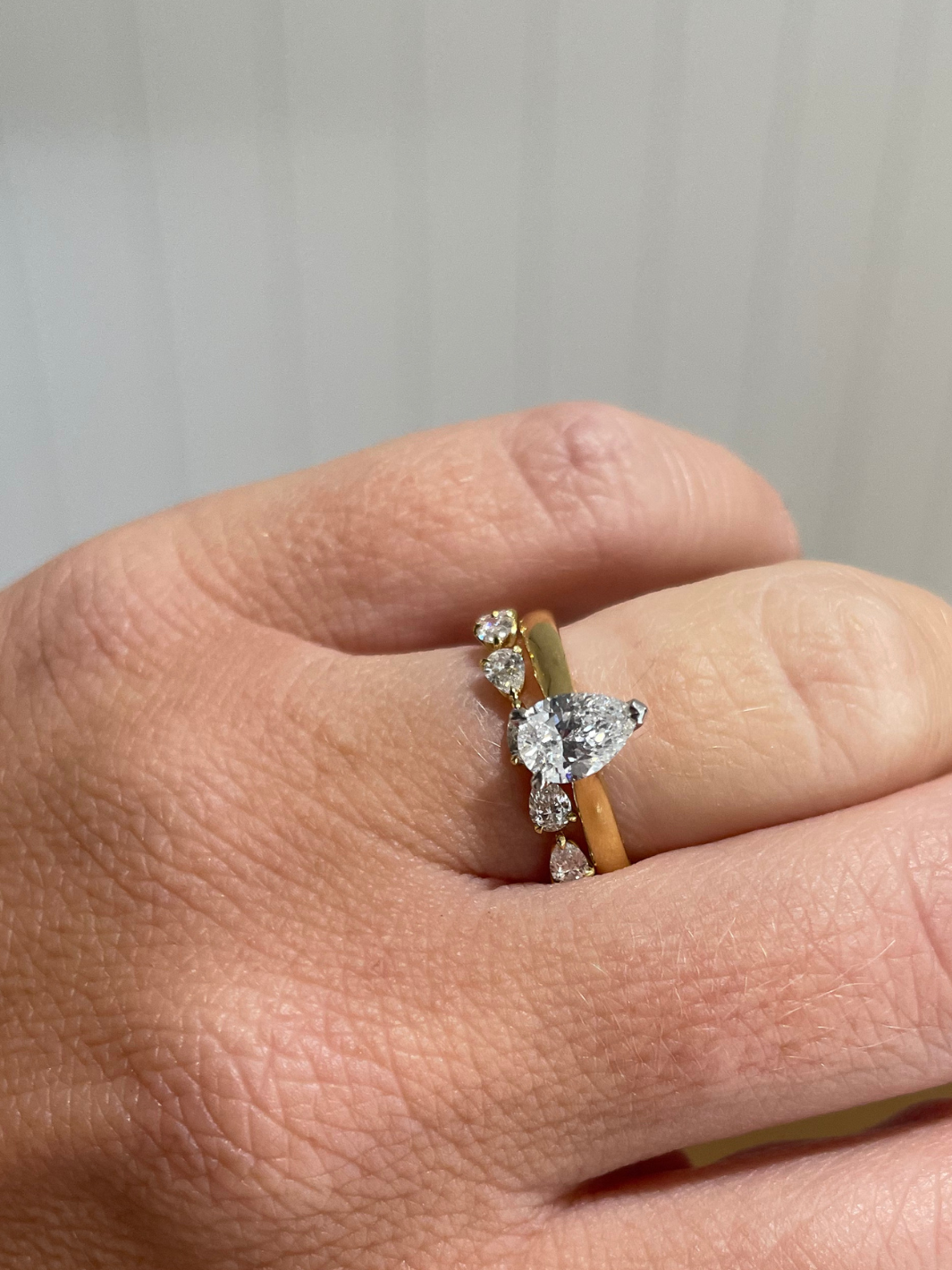 The Pixie Setting 18ct Yellow Gold Pear Cut Diamond Ring