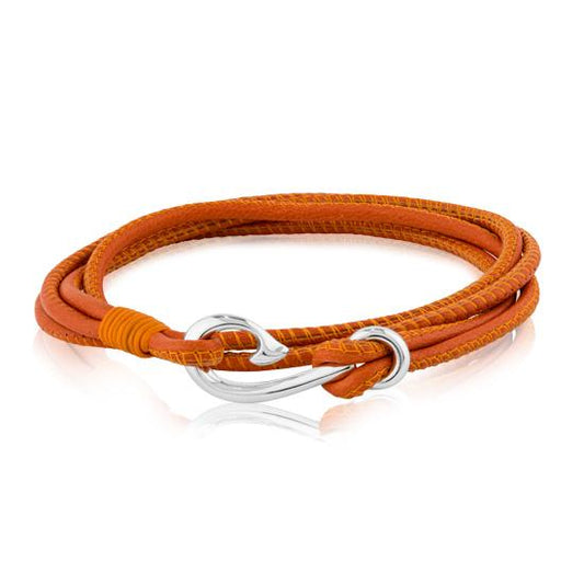Evolve Orange Leather Travel Wrap Bracelet