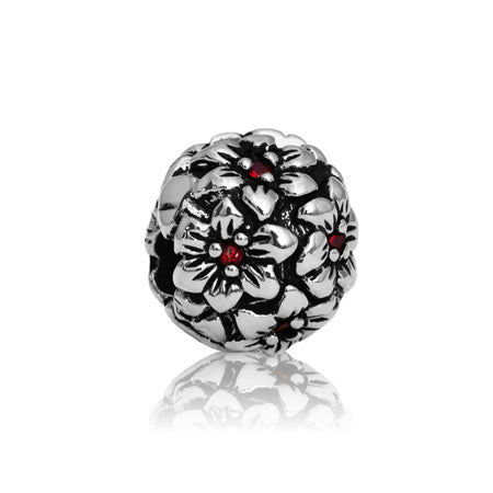 Evolve Stg silver Red Hibiscus Clip Charm
