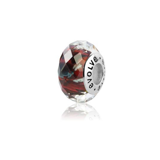 Evolve Sterling Silver Christchurch Faceted Murano Glass Charm