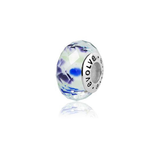 Evolve Sterling Silver Rotorua Faceted Murano Glass Charm