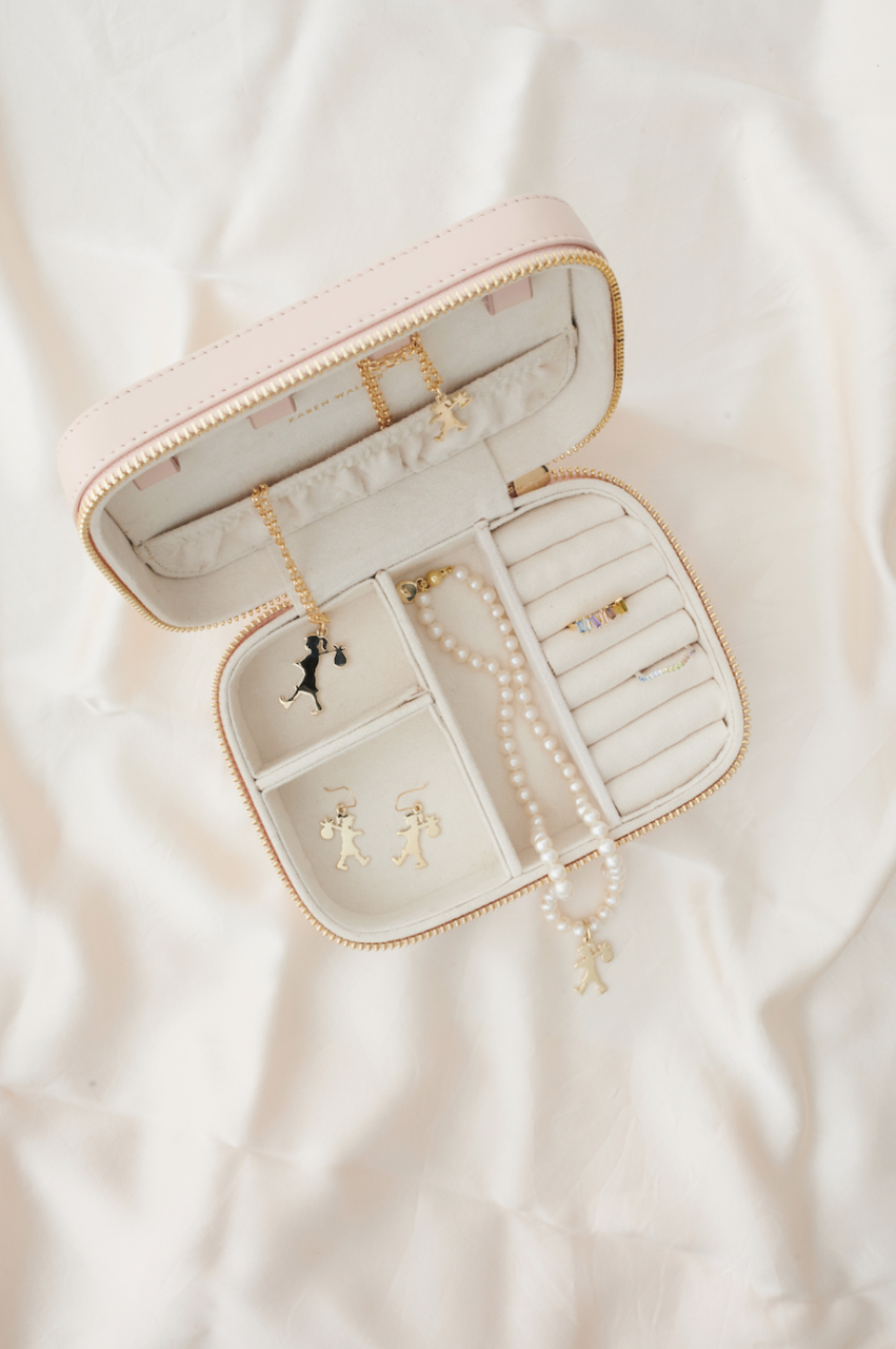 Karen Walker Peach Leather Jewellery Case