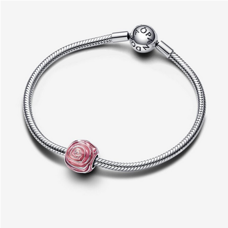Pandora Sterling Silver Pink Rose in Bloom Charm 793212c01