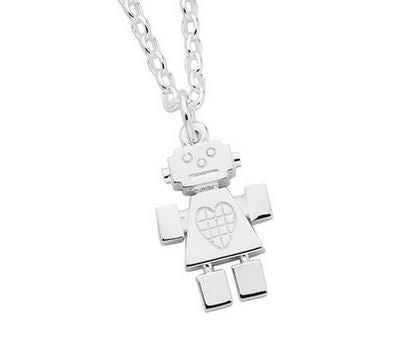 Karen Walker Sterling Silver Girl Robot Necklace