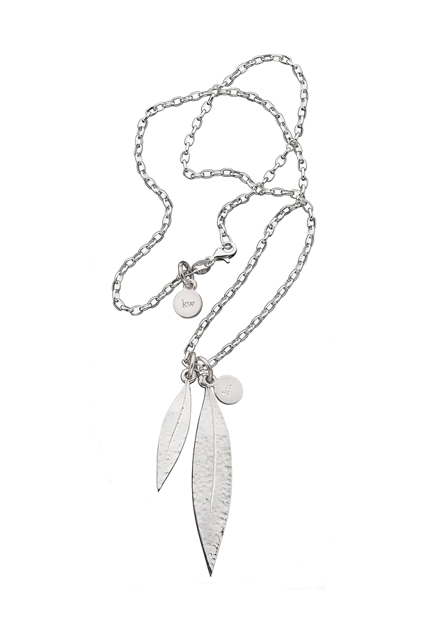 Karen Walker Sterling Silver Double Leaf Necklace