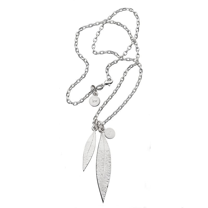Karen Walker Sterling Silver Double Leaf Necklace