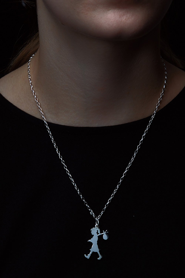 Karen Walker Sterling Silver Large Runaway Girl Pendant Necklace