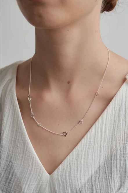 Karen Walker Sterling Silver Mini Scattered Star Necklace