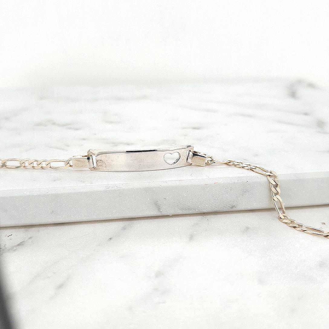 Sterling Silver Heart ID Bracelet
