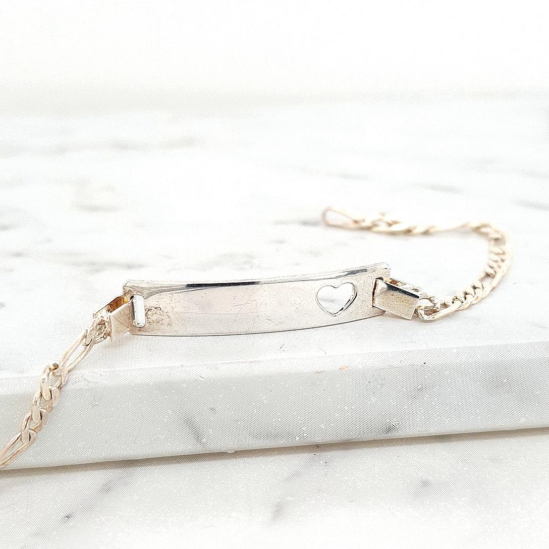 Sterling Silver Heart ID Bracelet