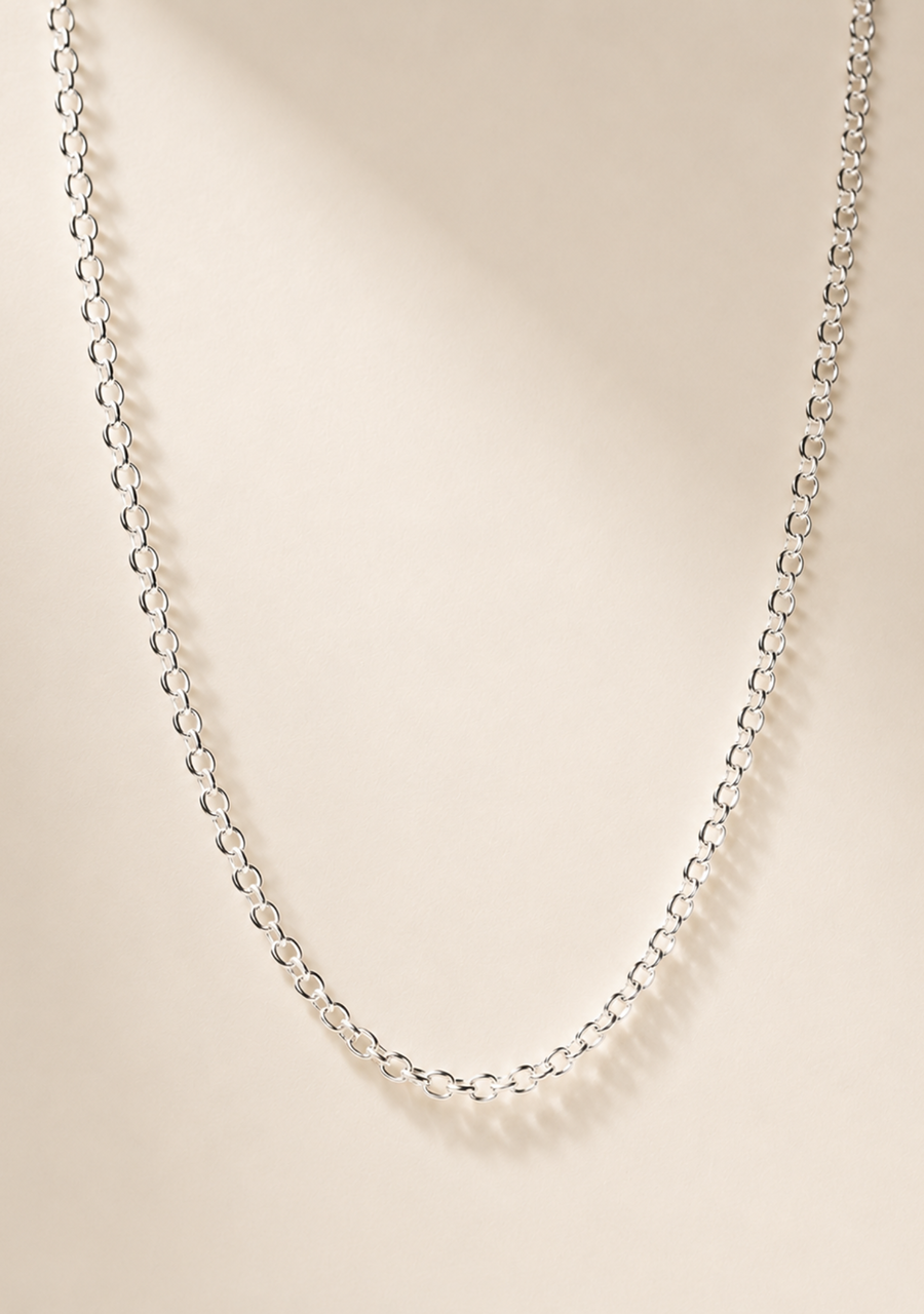 Sterling Silver Round Belcher Chain B2 45cm