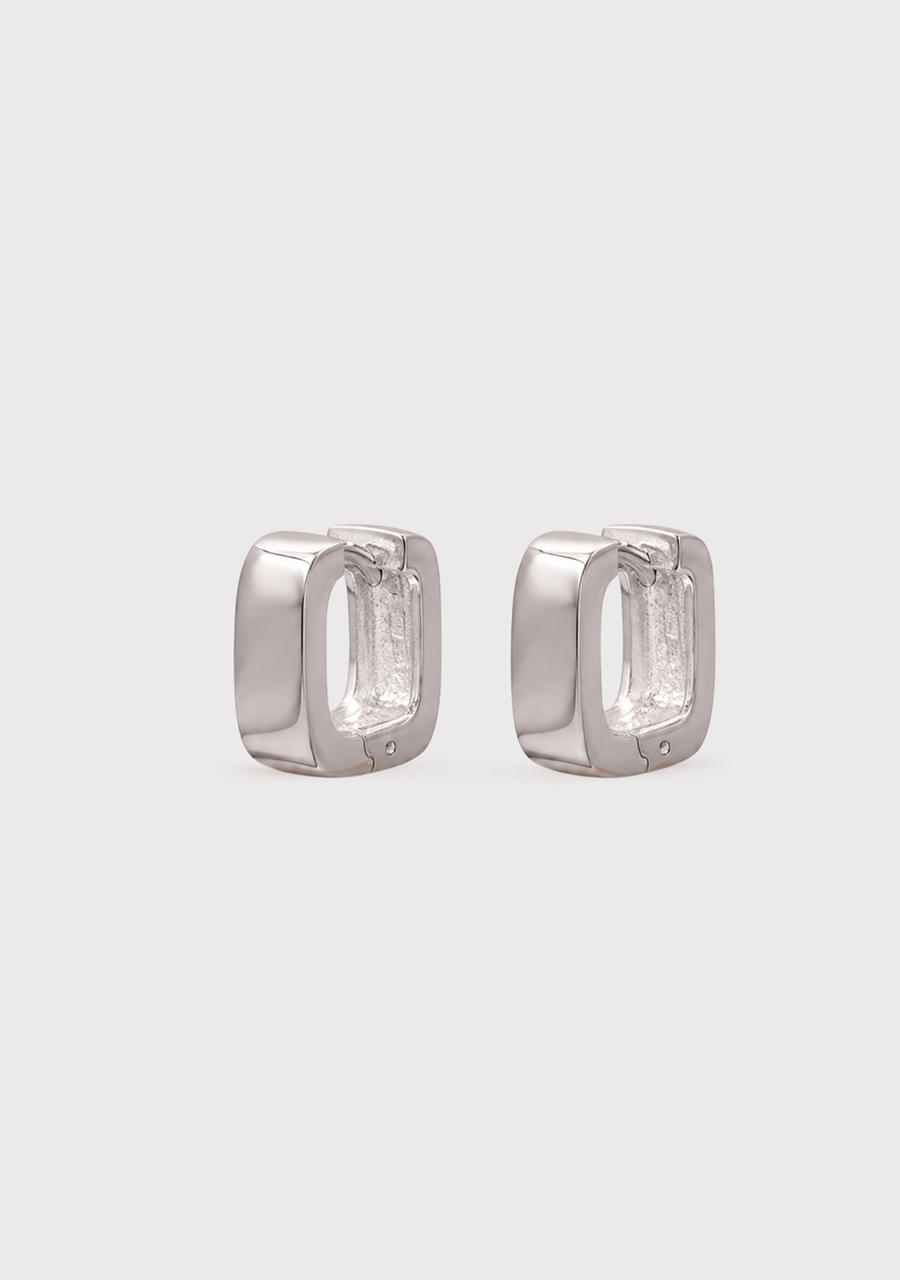 Sterling Silver Square 15x15x6mm Plain Huggie Earrings