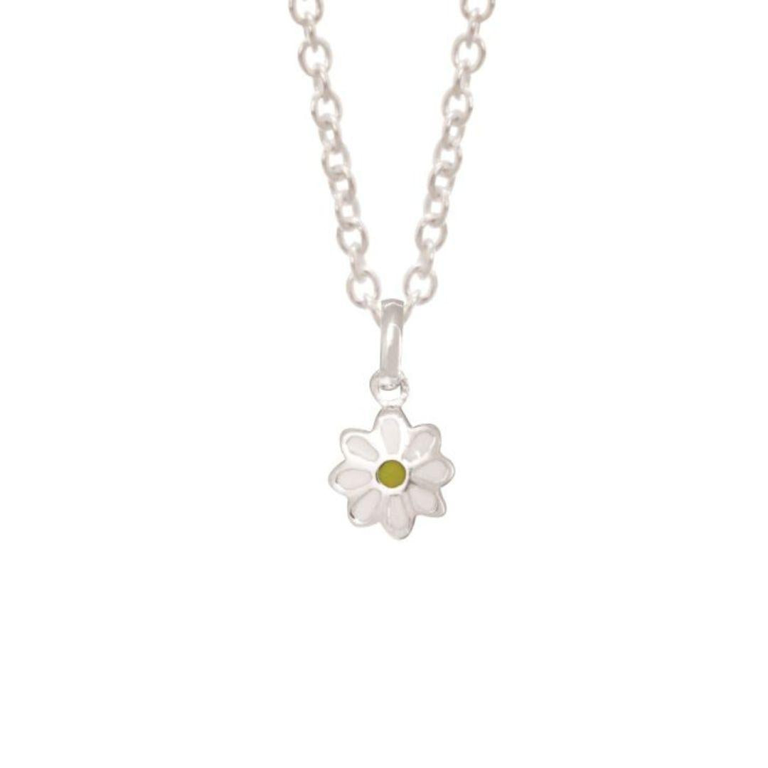 Children's Sterling Silver Enamel Daisy Pendant