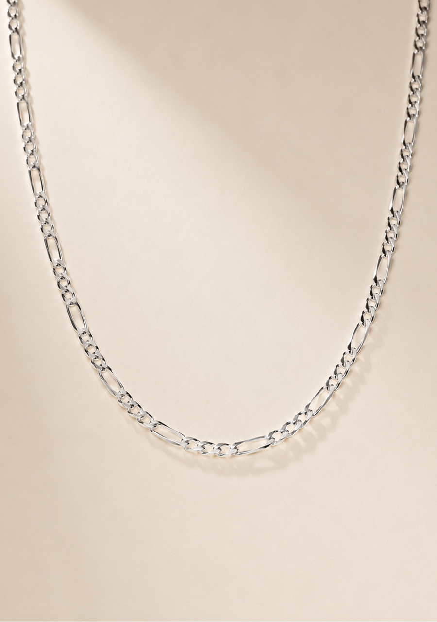 Sterling Silver Diamond Cut Figaro 1/3 Chain FD80 50cm