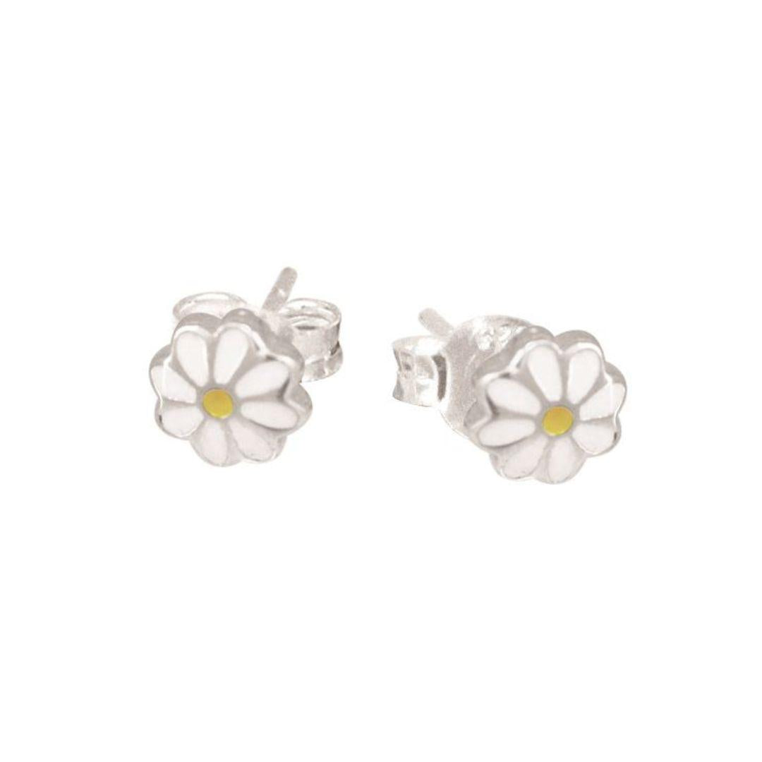 Children's Sterling Silver Daisy Enamel Stud Earrings