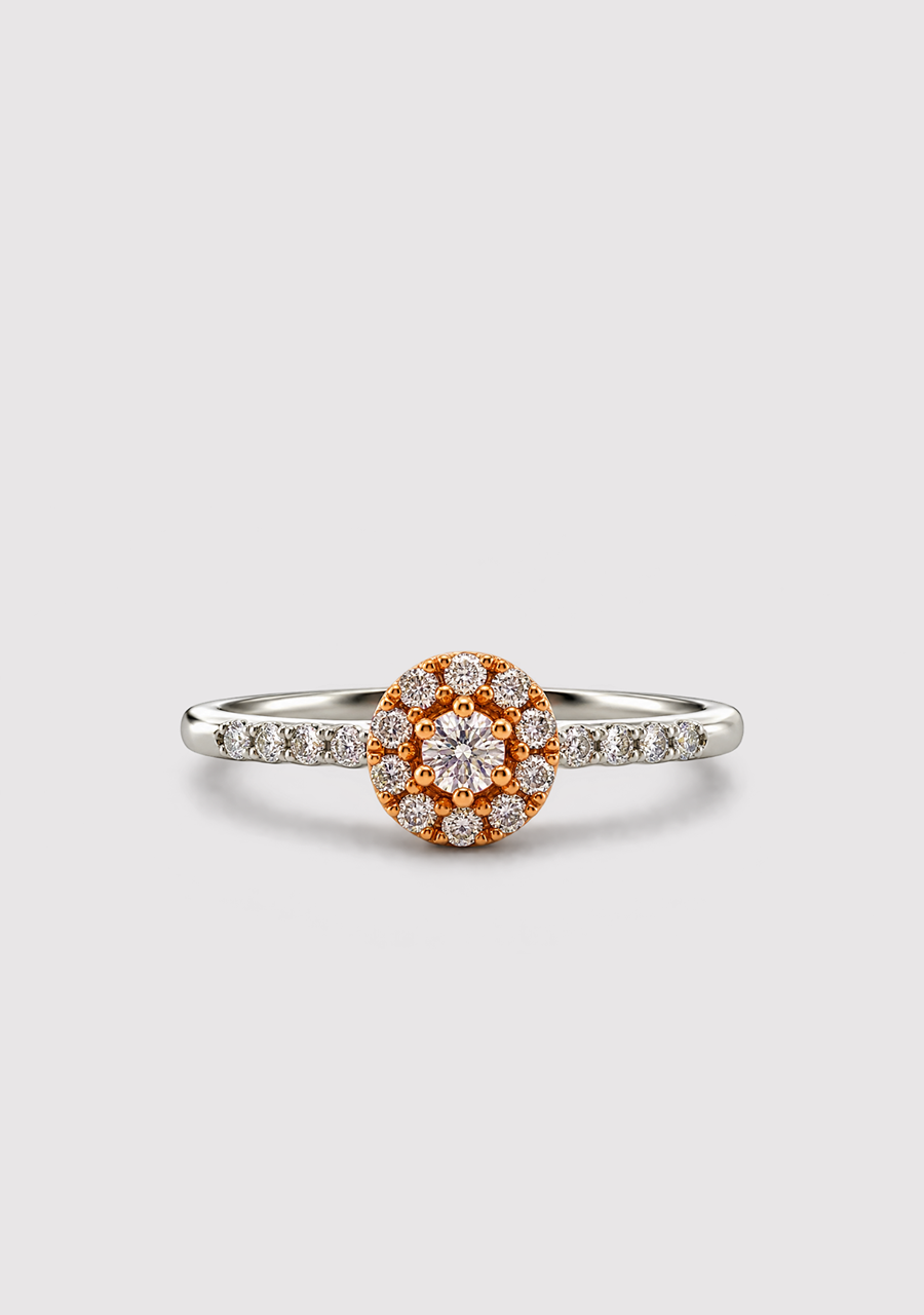 Pink Diamond & White Diamond 18k Rose & White Gold Cluster Ring