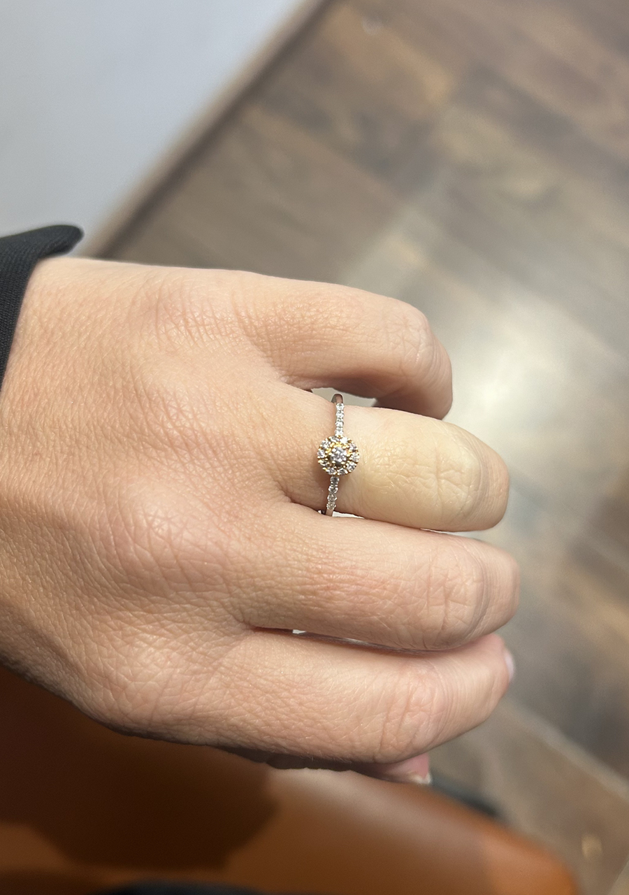 Pink Diamond & White Diamond 18k Rose & White Gold Cluster Ring