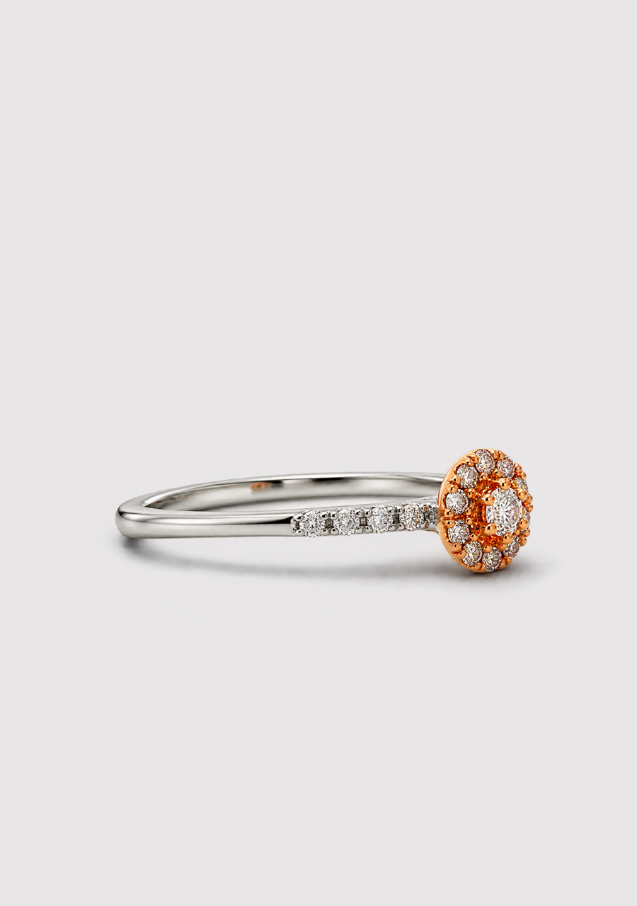 Pink Diamond & White Diamond 18k Rose & White Gold Cluster Ring