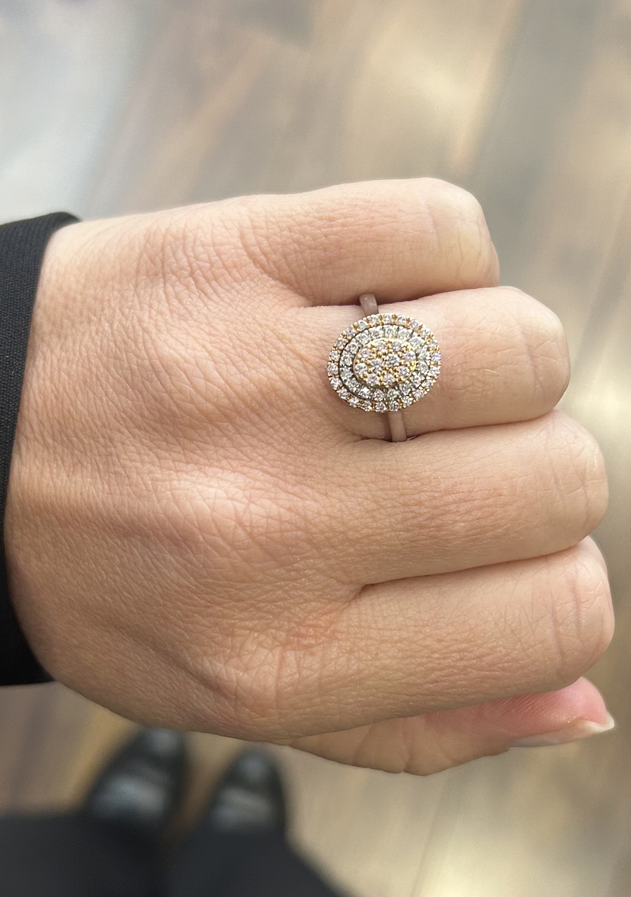 Pink Diamond & White Gold 18k White & Rose Gold Double Halo Ring