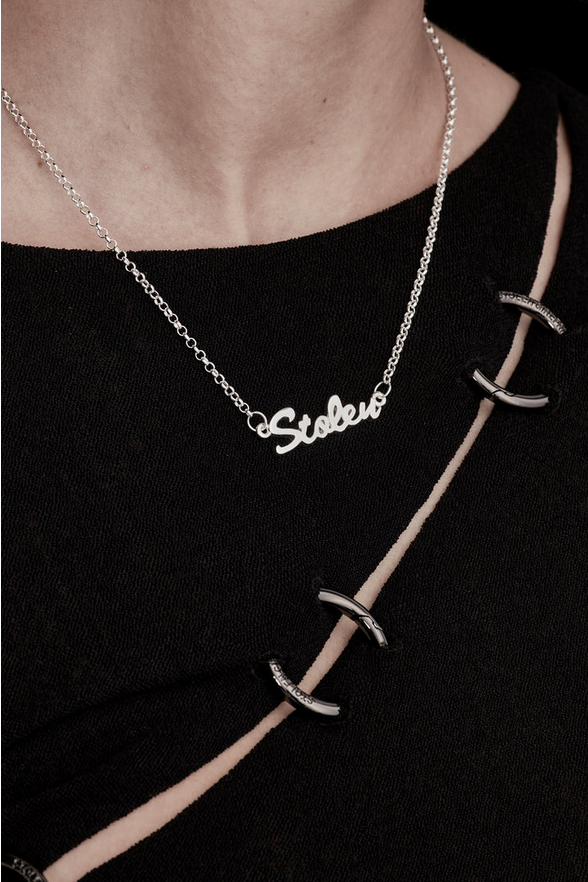 Stolen Girlfriends Club Sterling Silver Stolen Script Necklace 45cm