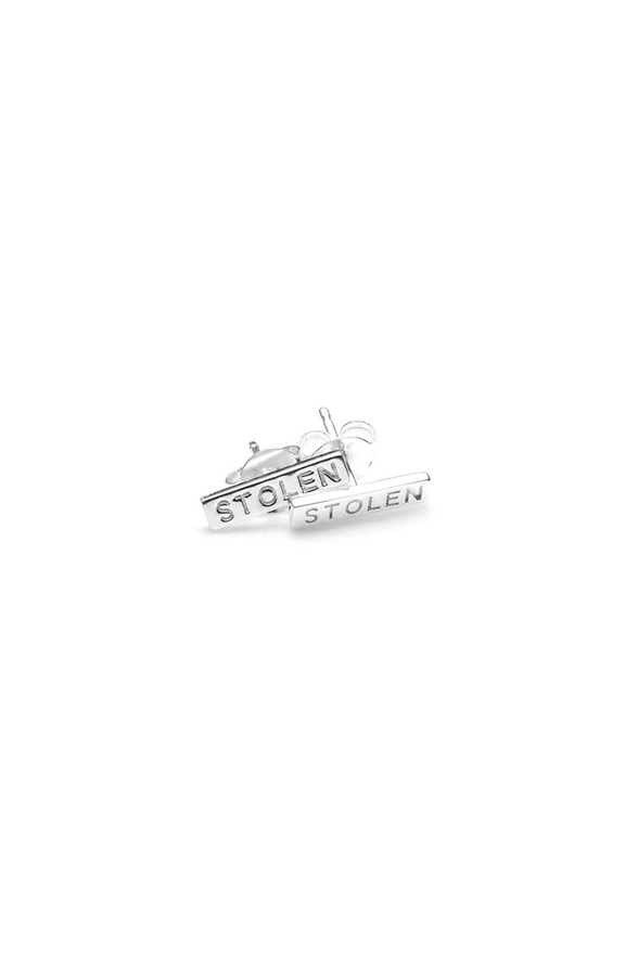 Stolen Girlfriends Club Sterling Silver Tiny Stolen Bar Stud Earrings