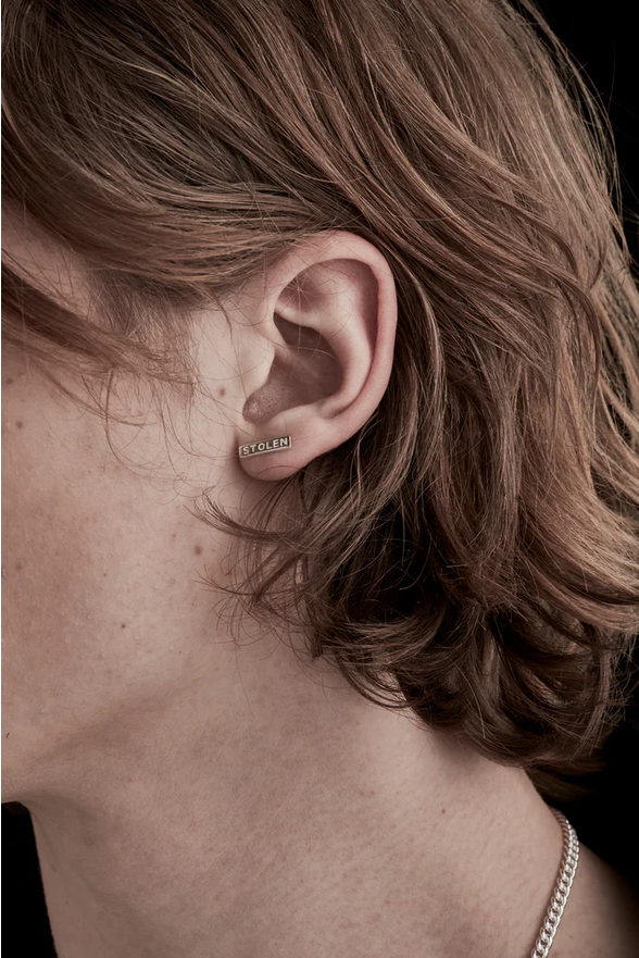 Stolen Girlfriends Club Sterling Silver Tiny Stolen Bar Stud Earrings