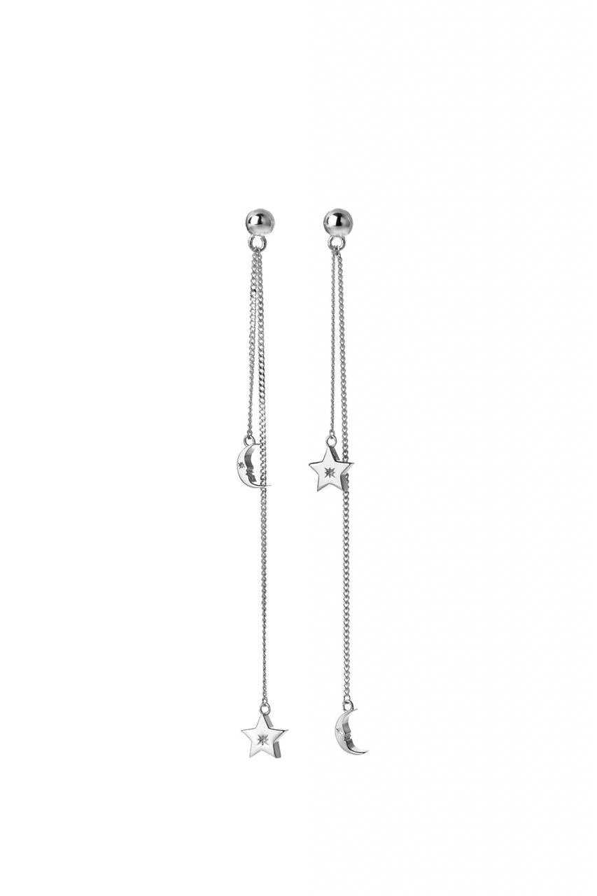 Karen Walker Sterling Silver Moon and Star Pendulum Earrings