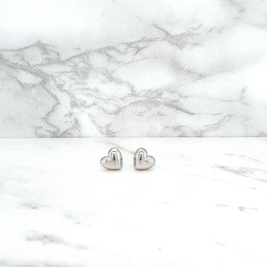 9ct white gold polished Heart stud earrings