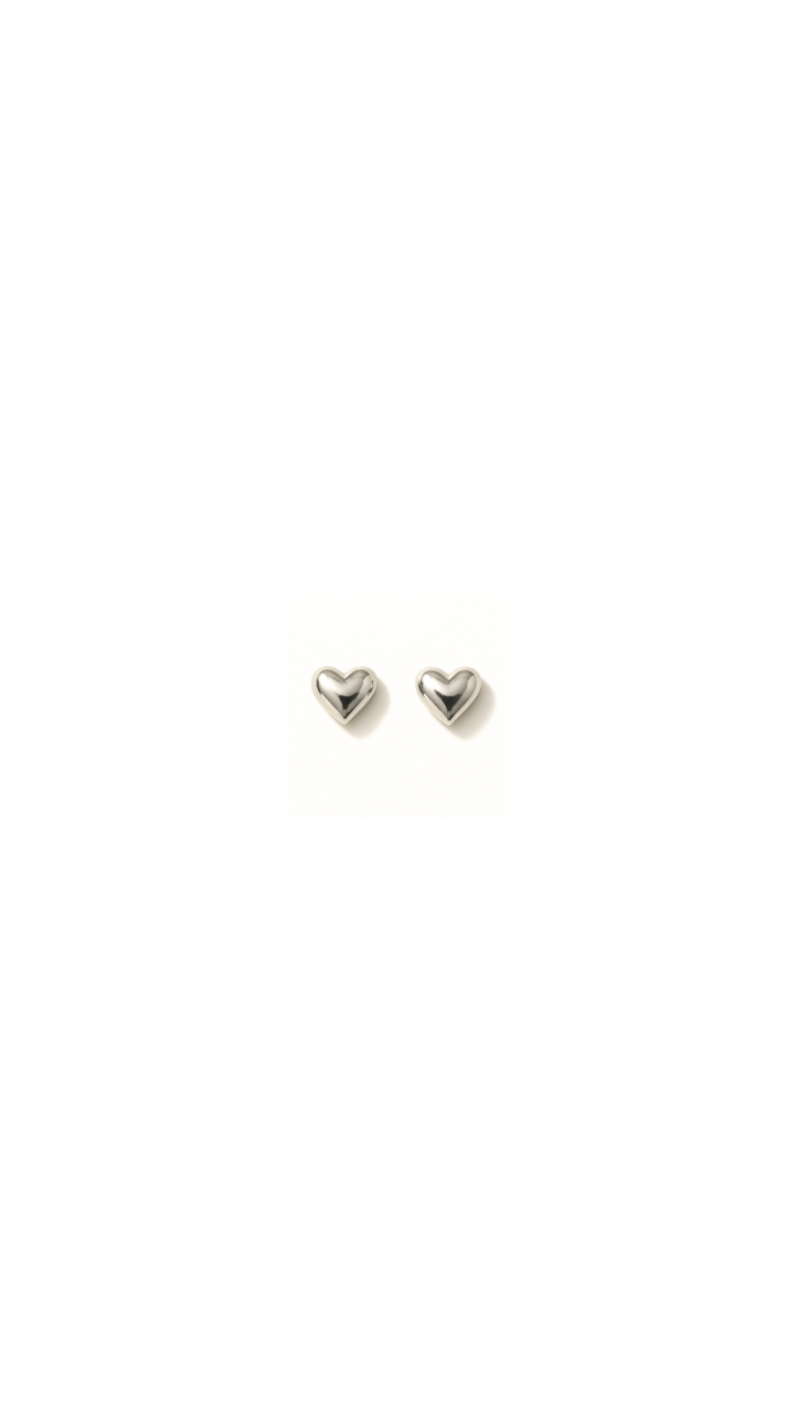 Heart Stud Earrings in 9ct White Gold
