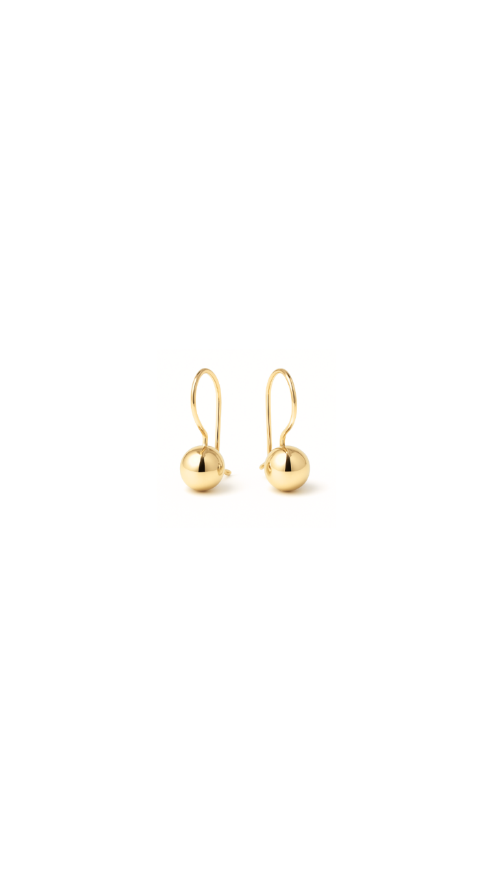 Euroball Hook Earrings in 9ct Yellow Gold