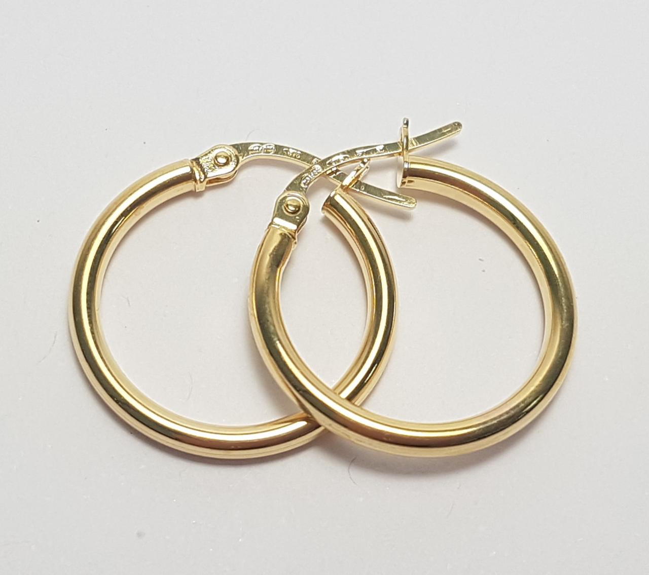 9ct Yellow Gold 15mm Tube Hoop Earrings